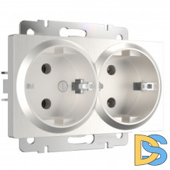 Розетка двойная с заземлением (перламутровый рифленый) W1172013