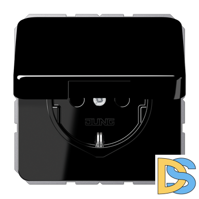 Розетка Schuko с крышкой Jung CD1520BFKLSW