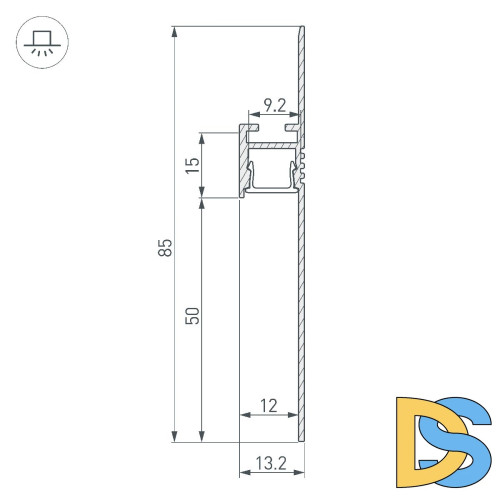 Алюминиевый профиль Arlight ARH-PLINTUS-50-FANTOM-3000 BLACK 052699