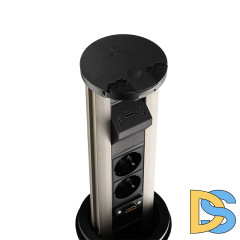 Блок розеток 12J (2 секции, USB type A+C + RJ45 + HDMI) беспроводная зарядка Mebax 00-00002597