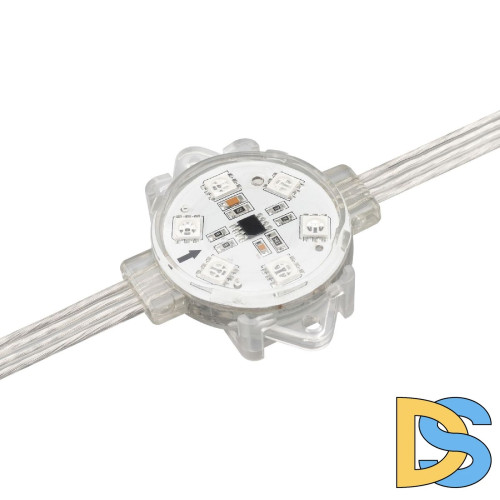 Модуль управляемый Arlight VISOR-SPI-5060-6-24V RGB 120deg (D40x12mm, 1.5W, IP68) 029379