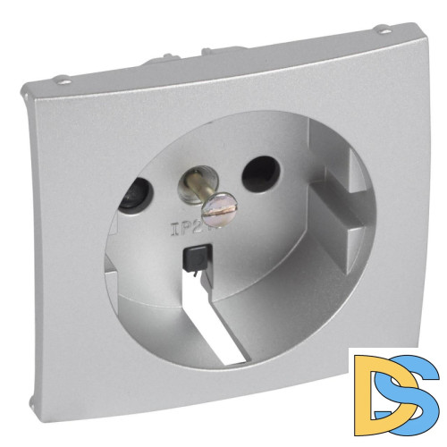 Лицевая панель Legrand Valena розетки 2К+З со шторками алюминий 770257