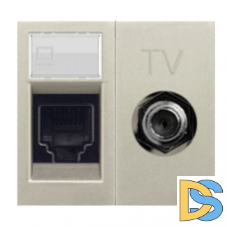 Розетка интернет RJ45 CAT6 + TV одиночная ABB Niessen Zenit Шампань