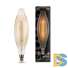 Лампа светодиодная филаментная Gauss E27 8W 2400K золотая 156802008