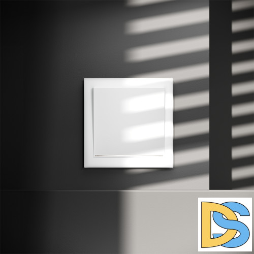 Выключатель встраиваемый VOLTUM S70 одноклавишный с подсветкой 10А, (белый матовый)