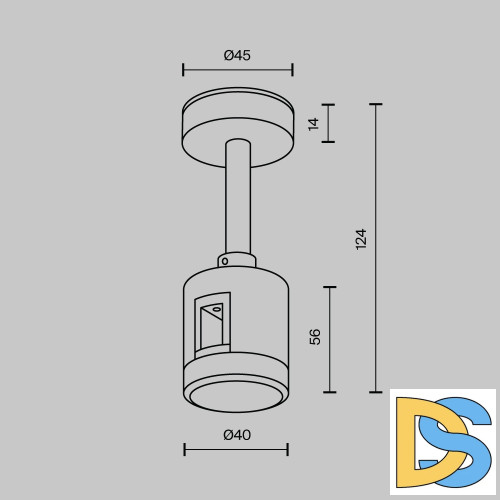 Крепление потолочное Short прямым коннектором питания Maytoni Flarity TRA156C-IPC1-BS