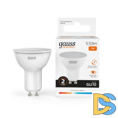 Лампа светодиодная Gauss GU10 7W 3000K матовая 13617