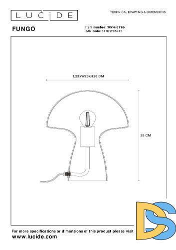 Настольная лампа Lucide Fungo 10514/01/65