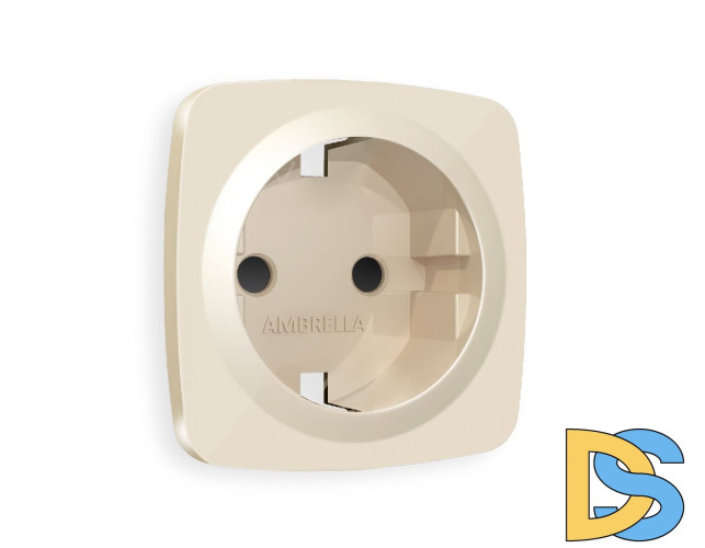 Лицевая панель для розетки с/з со шторками Ambrella Volt Omega OP3070