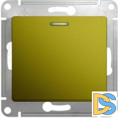 Выключатель 1-клавишный, с подсветкой, Фисташковый, серия Glossa, Schneider Electric