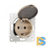 Розетка с заземлением, шторками и защитной крышкой Arte Milano 202.41-1.shampan