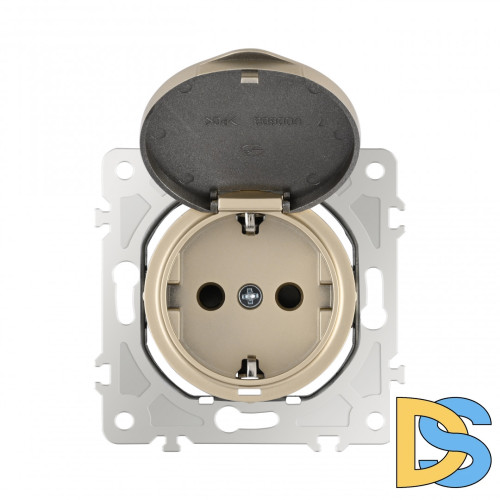 Розетка с заземлением, шторками и защитной крышкой Arte Milano 202.41-1.shampan