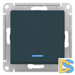 Выключатель 1-клавишный ,проходной с индикацией (с двух мест), Изумруд, серия Atlas Design, Schneider Electric