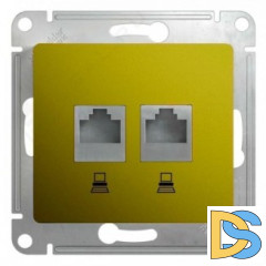 Розетка компьютерная 2-ая кат.5е, RJ-45 (интернет), Фисташковый, серия Glossa, Schneider Electric