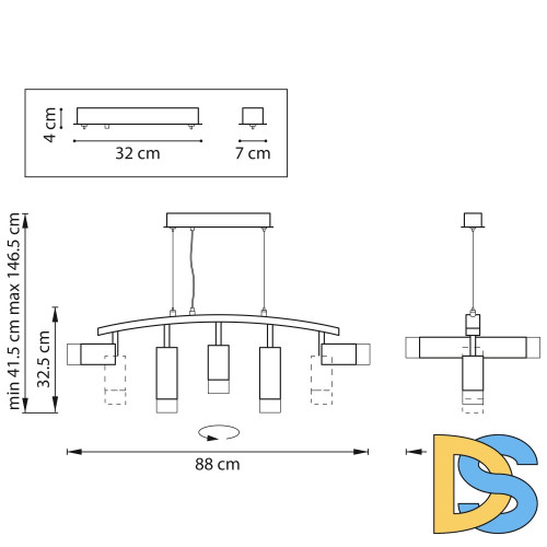 Подвесной светильник Lightstar Rullo LR7353738621 (571735+214437-3+214486-2+202431-5)