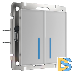 Сенсорный Выключатель двухклавишный Werkel с подсветкой 1000 Вт (серебряный) W4520006