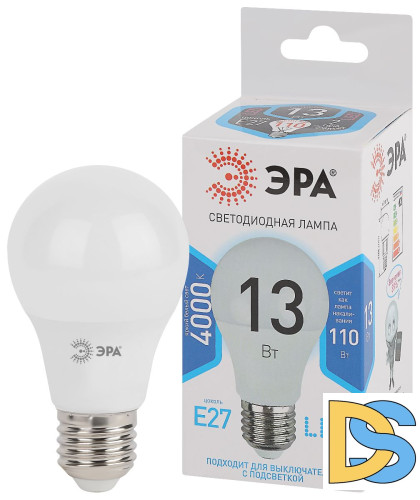 Лампа светодиодная Эра E27 13W 4000K LED A60-13W-840-E27 Б0020537