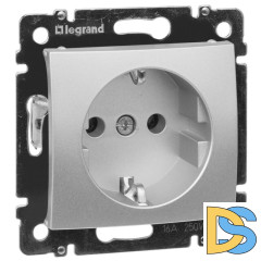 Розетка 2К+3 Legrand Valena 16A 250V с/з винтовой зажим алюминий 770120