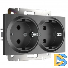 Розетка двойная с заземлением (графит рифленый) W1172004