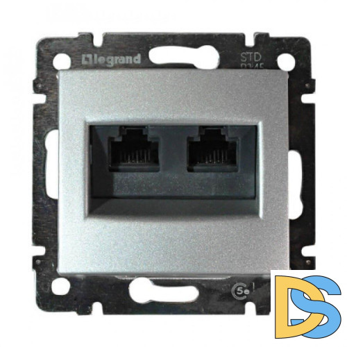 Розетка компьютерная 2хRJ45 Legrand Valena 5e кат UTP с захватами алюминий 770231