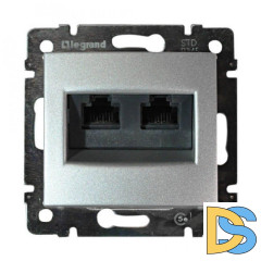 Розетка компьютерная 2хRJ45 Legrand Valena 5e кат UTP с захватами алюминий 770231