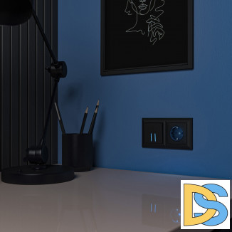 Розетка с подсветкой (черный матовый) W1171408