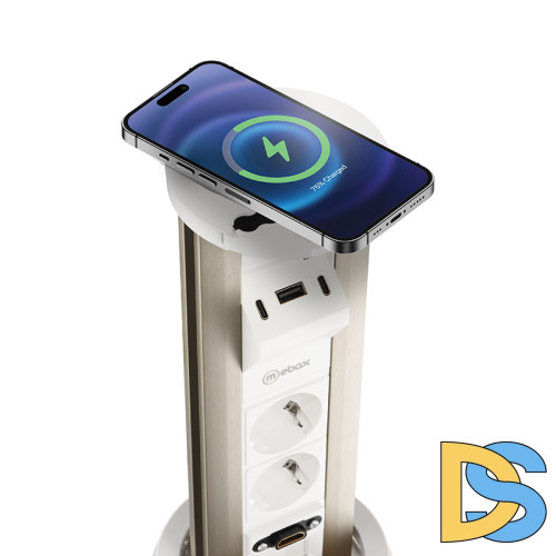 Блок розеток 12J (2 секции, USB type A+C + RJ45 + HDMI) беспроводная зарядка Mebax 00-00002598