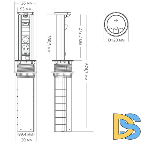 Блок розеток 12J (2 секции, USB type A+C + RJ45 + HDMI) беспроводная зарядка Mebax 00-00002598