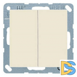 Выключатель двухклавишный проходной (с 2-х мест) Jung ECO Profi 10А Слоновая кость