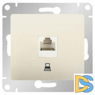 Розетка компьютерная 1-ая кат.5е, RJ-45 (интернет), Молочный, серия Glossa, Schneider Electric