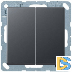 Выключатель двухклавишный проходной (с 2-х мест) Jung ECO Profi 10А Антрацит