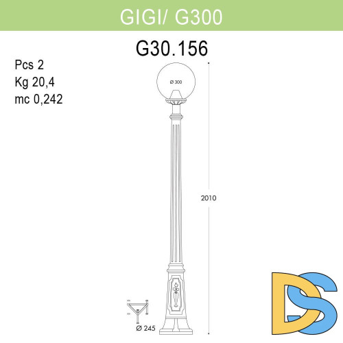 Уличный фонарь Fumagalli Gigi/G300 G30.156.000.WXE27