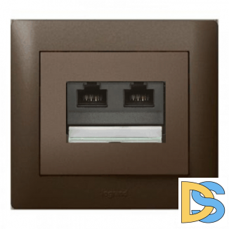 Розетка интернет ПК 2хRJ45 CAT5 Legrand Galea Life - темная бронза