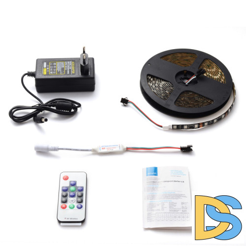 Комплект цифровой светодиодной ленты Apeyron 12В 5050 14,4Вт/м RGB 5м IP65 87ЦЛ