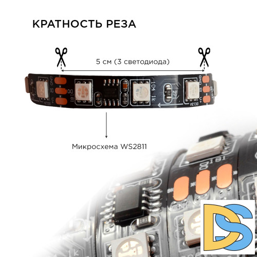 Комплект цифровой светодиодной ленты Apeyron 12В 5050 14,4Вт/м RGB 5м IP65 87ЦЛ