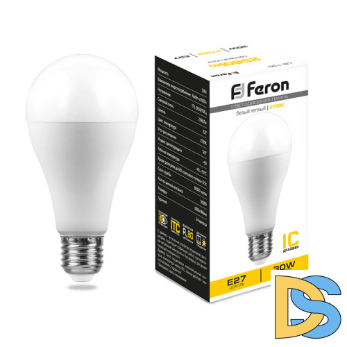 Лампа светодиодная Feron E27 30W 2700K груша матовая LB-130 38194