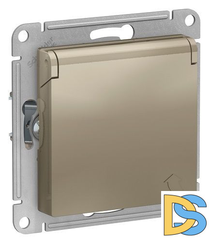 Розетка с заземлением со шторками и крышкой Schneider Electric Atlas design ATN000546