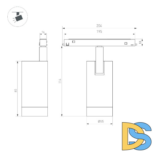 Трековый магнитный светильник Arlight MAG-ORIENT-SPOT-R35-6W Day4000-MIX (BK, 24 deg, 48V, TUYA) 043910