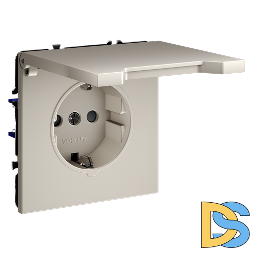 Розетка встраиваемая VOLTUM S70 с заземлением, защитными шторками и крышкой 16А, (кашемир)