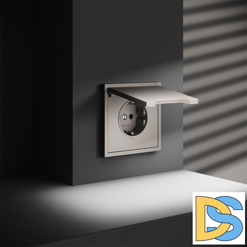 Розетка встраиваемая VOLTUM S70 с заземлением, защитными шторками и крышкой 16А, (кашемир)