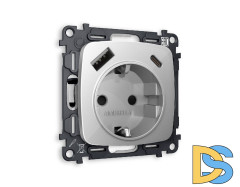 Комплект механизма розетки 2USB A+C 20W (быстрая зарядка) с/з Ambrella Volt Omega MO410010