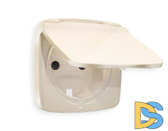 Лицевая панель для розетки с/з со шторками и крышкой Ambrella Volt Omega OP3080