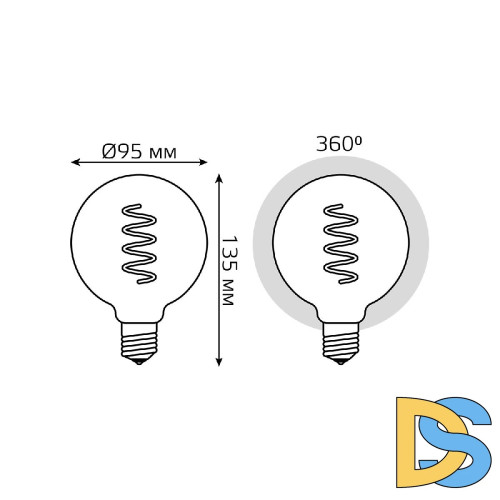 Лампа светодиодная филаментная Gauss E27 6W 2400K золотая 105802007