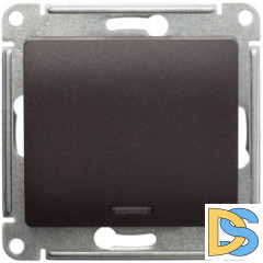 Выключатель 1-клавишный, с подсветкой, Шоколад, серия Glossa, Schneider Electric