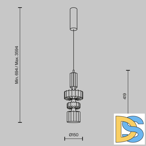 Подвесной светильник Maytoni Level MOD253PL-L18BS3K3