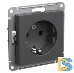 Розетка 1-ая электрическая, с заземлением, Базальт, серия Atlas Design, Schneider Electric