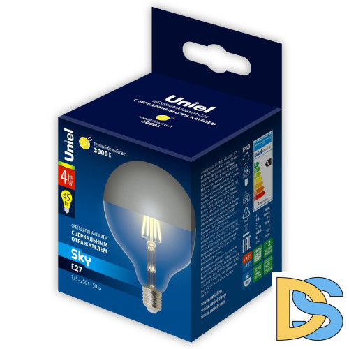 Лампа светодиодная Uniel Sky LED-G125-4W/3000K/E27/CL MIRROR/CHROME PLS02WH UL-00011793