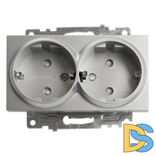 Розетка 2-местная с/з с защитной шторкой Stekker Катрин 39584