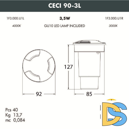Тротуарный светильник Fumagalli 1F3.000.000.AXU1L