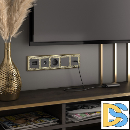 Розетка двойная Ethernet RJ-45 Werkel (черный матовый) W1182208